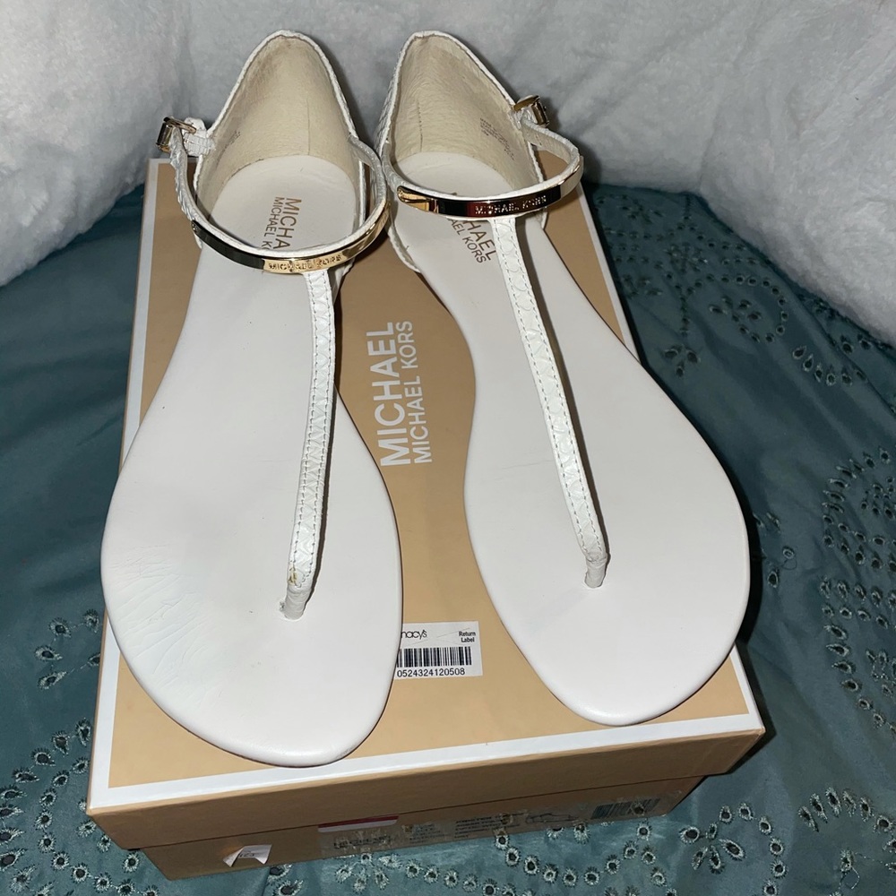 Michael Kors White Snake skin sandals